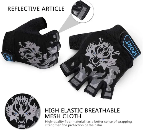 Vista 3 de Accmor Guantes de pesca para niños, guantes deportivos para niños, guantes de ciclismo para niños, guantes de medio dedo para ciclismo, camping