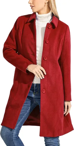 Vista 5 de chouyatou - Abrigo largo de lana para mujer, para otoño e invierno, abrigo elegante de una sola hilera de botones