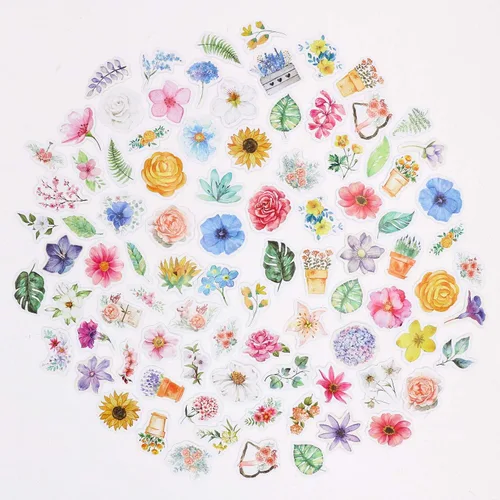Vista 6 de Knaid Juego de calcomanías de flores (360 piezas) calcomanías florales decorativas surtidas para álbumes de recortes, planificador, suministros