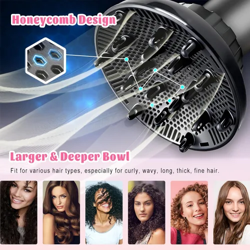 Vista 5 de Difusor universal de cabello para secadores de pelo de 1.4 a 3.1 pulgadas, accesorio difusor de secador de pelo, difusor profesional para cabello