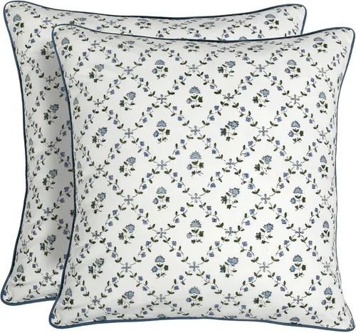 Vista 15 de Ridhi Juego de 2 fundas de almohada decorativas de 16 x 16 pulgadas con estampado de bloques de color azul aguamarina para sala de estar
