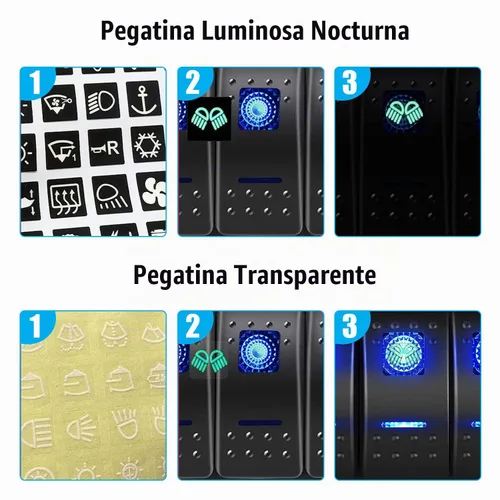 Vista 4 de Panel de Interruptor Basculante de Barco Marino de 4 Posiciones, Color Azul, Interruptor de Palanca Impermeable con Ahorro de Energía para Camión