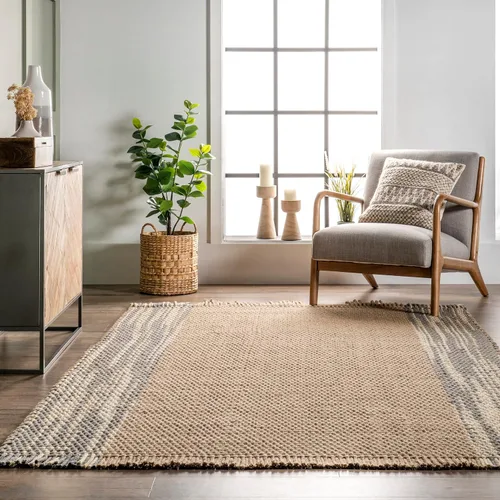 Vista 9 de nuLOOM Jada - Alfombra casual de yute con borlas, 5 x 8 pies, natural