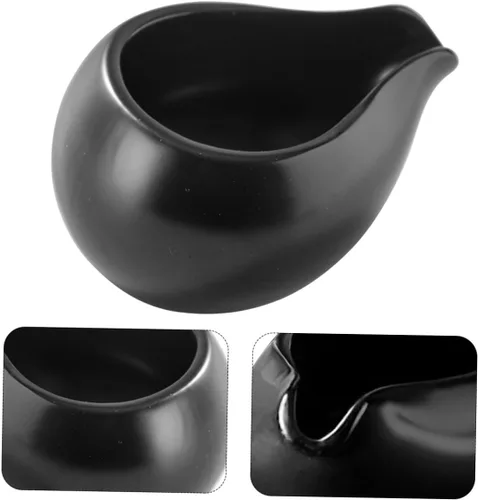 Vista 8 de Yardwe Jarra de leche de boca redonda de cerámica de 3.7 pulgadas con boquilla para crema de café y jarabe de mesa, ideal para uso doméstico y café