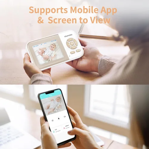 Vista 4 de ebemate Cámara de Monitoreo de Bebé con Video, Cámara de Monitoreo de Audio de Comunicación Bidireccional con Canciones de Cuna Monitoreo de Bebé