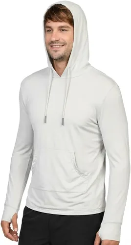 Vista 31 de INGEAR Sudadera con capucha UPF 50+ para hombre, ligera, con protección UV, de secado rápido, absorbe la humedad, con bolsillo Negro