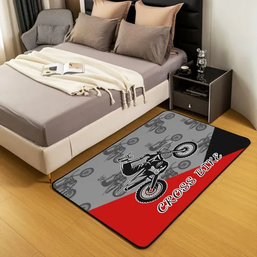 Vista 3 de Erosebridal Alfombra de motocross de 3 x 5 pies para mesita de noche, alfombra de motociclista para niños, adolescentes, motocicleta, deportes