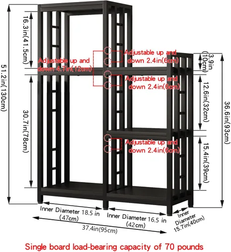 Vista 2 de Soporte para microondas de 6 niveles, estante independiente para hornear de cocina, estante de altura ajustable, estante para especias, mini nevera