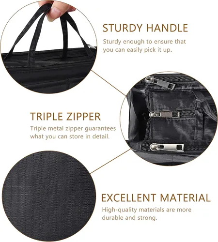 Vista 5 de Bolso de mano estilo cartera de Vercord para mujer con organizador incorporado, estampado bien definido, con manijas y cremallera, tamaño 2, Negro)