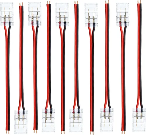 Vista 16 de LightingWill Conectores LED de 2 pines de 0.315 in, 10 unidades DC hembra conector transparente sin soldadura, conector de luz de cinta LED 2
