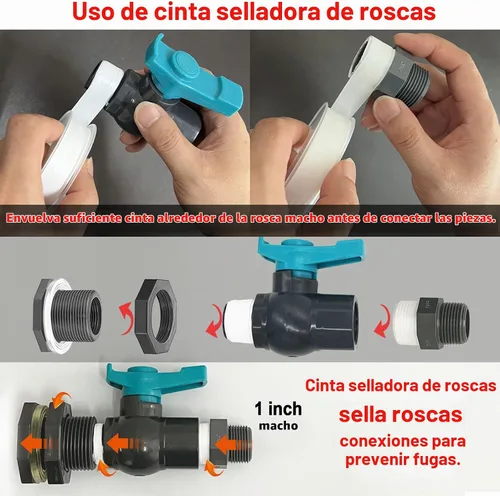 Vista 7 de Kit de espiga para barril de lluvia con una sierra de agujero que incluye una válvula de bola con rosca de sello de cinta de 1" (diámetro 32 mm)