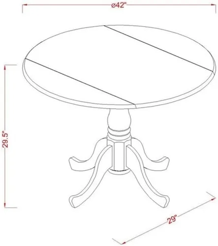Vista 5 de East West Furniture DMVA3-BLK-W - Juego de comedor de 3 piezas para espacios pequeños que contiene una mesa de comedor redonda con gotas y 2 sillas