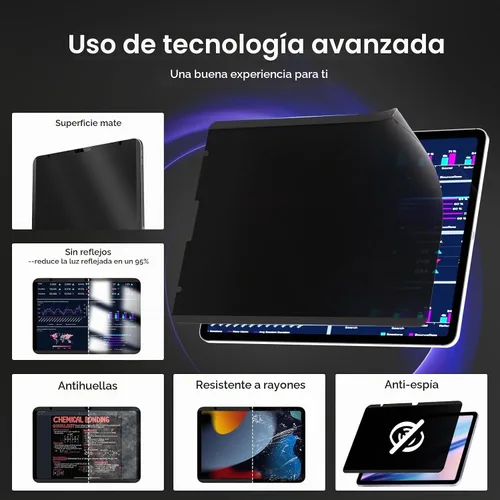 Vista 3 de IPROKKO Protector de pantalla magnético de privacidad compatible con iPad de 9ª, 8ª, 7ª generación de 10.2 pulgadas (2021/2020/2019) y iPad Air 3th