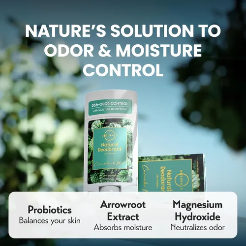 Vista 3 de Desodorante natural para mujeres y hombres (menta de pepino) – Desodorante sin aluminio para mujeres, desodorante natural para hombres, desodorante