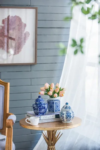 Vista 9 de T2 Concept - Juego de 3 tarros de jengibre decorativos orientales, azul y blanco, 100% porcelana, patrón floral A: 4.5 x 6 pulgadas de profundidad x