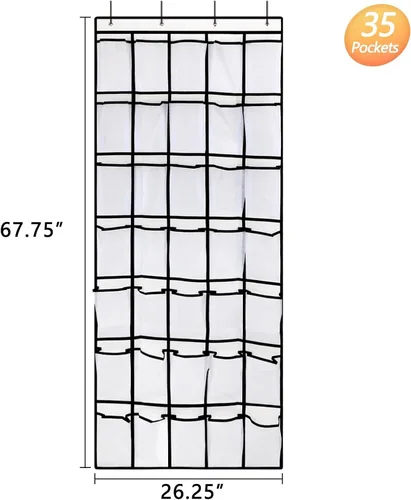 Vista 2 de GOMAJI Organizador de zapatos de 35 bolsillos para colocar sobre la puerta Blanco