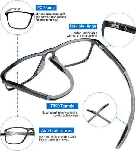 Vista 5 de K.LAVER Gafas de lectura fotocrómicas progresivas multifocales con bloqueo de luz azul, lentes de sol multifocales con bisagra de resorte
