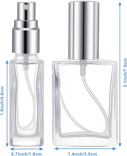 Vista 2 de Paquete de 24 botellas de atomizador de niebla fina de vidrio transparente, mini botella de perfume recargable de 0.5 onzas líquidas, botella