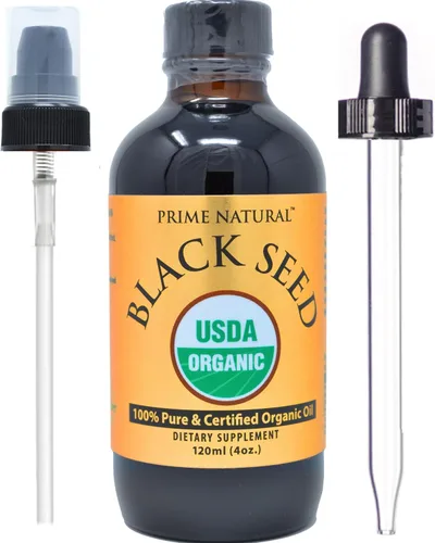 Vista 4 de Aceite de semilla negra orgánico Prime Natural 120 mL - Prensado en frío sin refinar, alto contenido de timoquinona 1.7%, certificado USDA - Origen