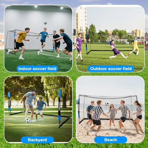 Vista 4 de Portería de fútbol de 12 x 6 pies/6 x 4 pies, portería de fútbol portátil para patio trasero, fácil de transportar, fácil de instalar, viene con 1