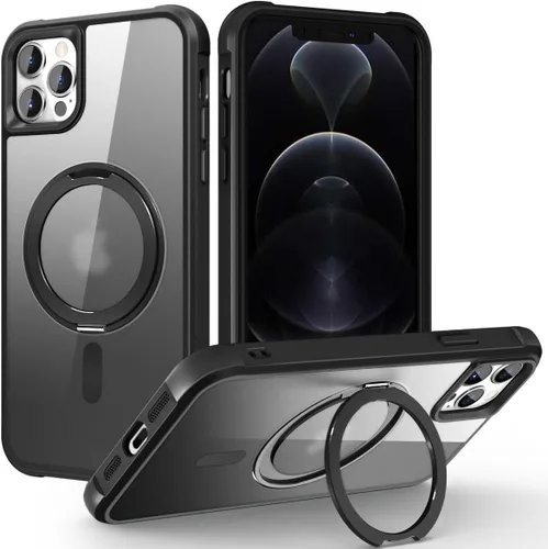 Vista 34 de Funda para iPhone 11 con soporte de anillo magnético giratorio de 360° [compatible con Mag-Safe] [Protección de grado militar] Funda translúcida
