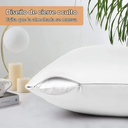 Vista 4 de Funda de almohada de seda para cabello y piel, paquete de 2 fundas de almohada 100% seda de morera 25 momme, 600 hilos, fundas de almohada de seda