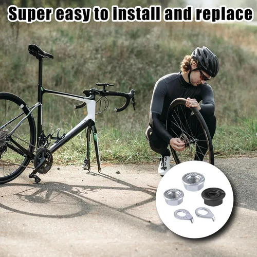 Vista 6 de Kit de arandela de seguridad de tuerca de eje de rueda de bicicleta y cubo de bicicleta, piezas de tuercas con bridas Accesorios para eje de rueda