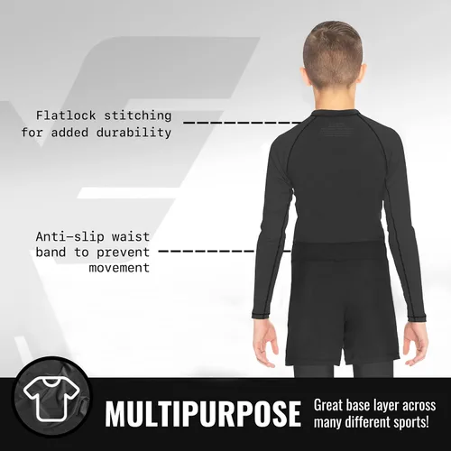 Vista 3 de Elite Sports Protectores de erupción para niños y niñas, compresión de manga completa BJJ para niños y jóvenes