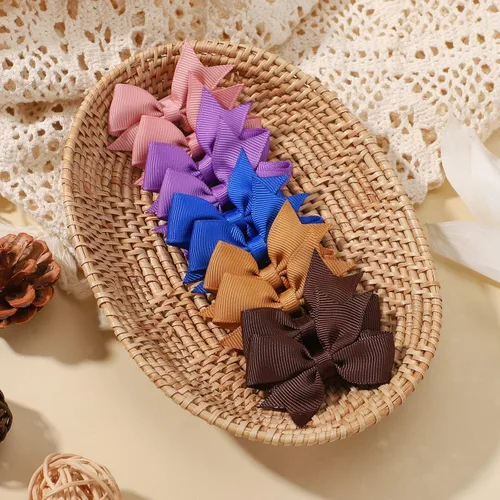 Vista 6 de 40 piezas de clips de lazos para el cabello de bebé de 2 pulgadas para niñas, cinta de grogrén totalmente forrada, clips para el cabello de bebés