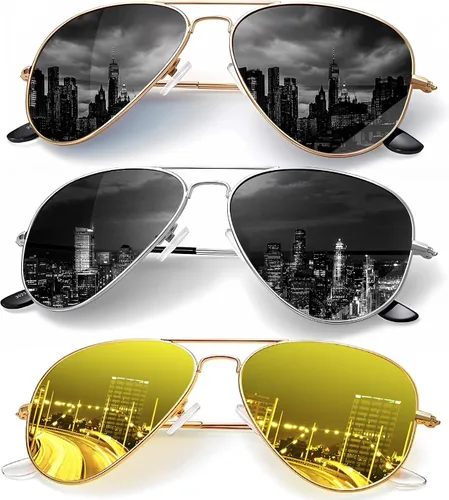Vista 20 de KALIYADI Classic Aviator Sunglasses for Men Women Driving Sun glasses Polarized Lens UV Blocking Negro