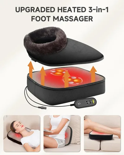 Vista 2 de Snailax Masajeador Shiatsu 2 en 1 para pies y espalda con calor, calentador de pies amasado, masaje eléctrico de pies, masajeadores para espalda