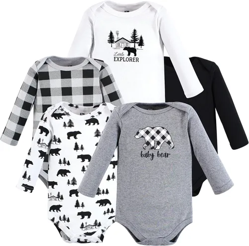 Vista 108 de Hudson Baby baby-boys Cotton Long-sleeve Bodysuits 5-pack