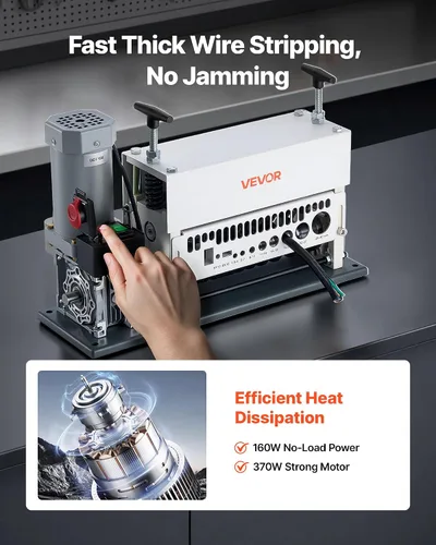 Vista 3 de VEVOR Máquina Pelacables Eléctrica, 0.06-1.57 pulgadas, Pelacables Automático de Cable de Cobre de 11 Canales, Herramienta Pelacables de 370W