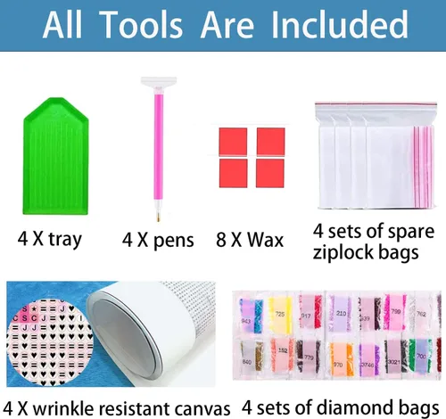 Vista 3 de Liccyy Paquete de 4 kits de pintura de diamantes 5D para adultos, adolescentes principiantes con todas las herramientas, pinturas artísticas