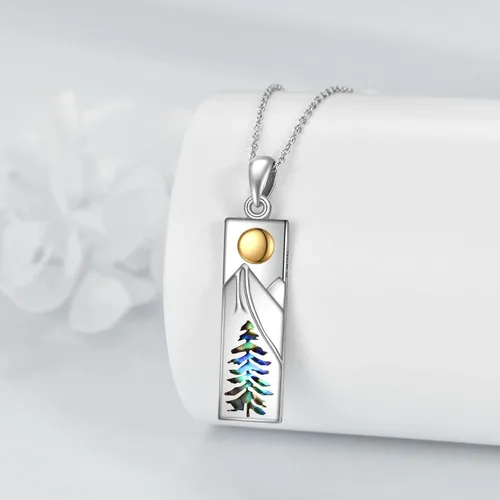 Vista 3 de YFN Collar de montaña para mujer, collar de plata de ley, regalo de joyería para esquiadores, excursionistas, campistas, escaladores y amantes