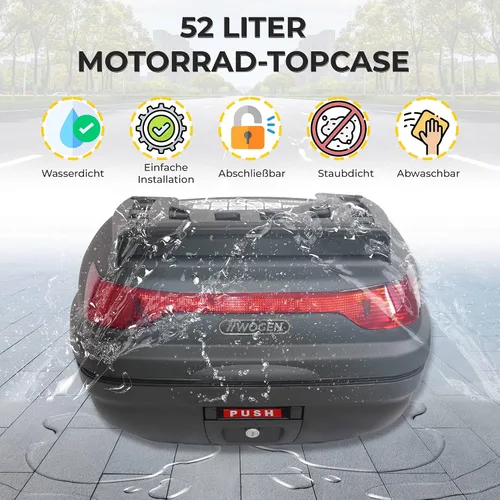 Vista 6 de BREMER SITZBEZÜGE Maletín para Moto Top Case 52 lt Práctica Versátil y Robusta