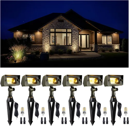 Vista 19 de Gardenreet Luz de Inundación de Latón Sólido - Iluminación de Lavado de Pared LED de Bajo Voltaje para Paisaje 12V, Impermeable IP65 para Exterior