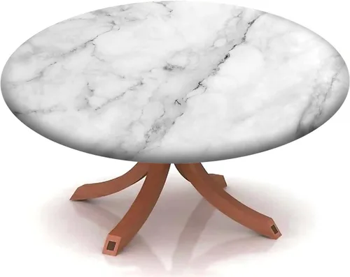 Vista 27 de Mantel redondo ajustable con patrón de mármol, borde elástico, adecuado para catering y cocina, se puede limpiar para mesas redondas de comedor