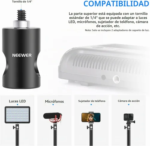 Vista 2 de NEEWER Adaptador rápido convertidor con tornillo de 1/4 de pulgada, paquete de 2 adaptadores de punta de soporte de luz multifuncionales, se adapta