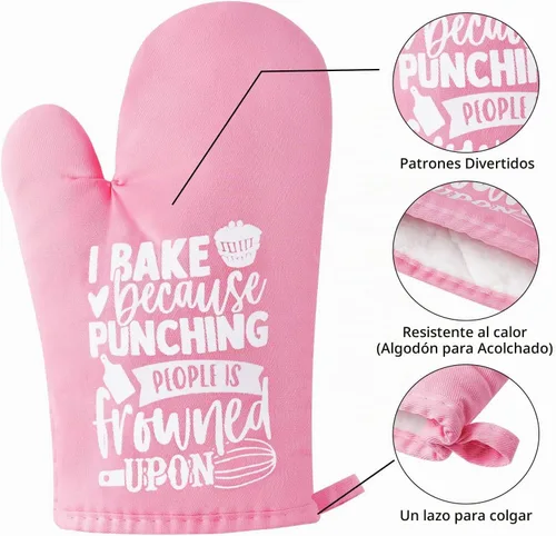 Vista 3 de 6 guantes de algodón para horno, soportes para ollas, resistentes a las mujeres, resistentes a la máquina, guantes de microondas con lazo