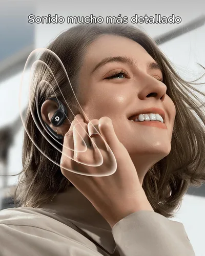 Vista 3 de Auriculares de oreja abierta, verdaderos auriculares inalámbricos con ganchos para los oídos, auriculares de conducción de aire, control táctil