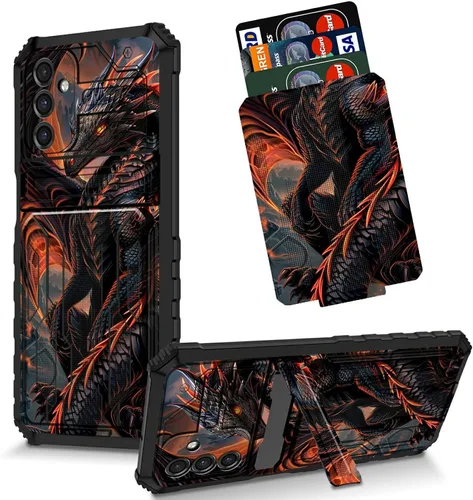 Vista 17 de Funda para Galaxy S21 FE 5G 2022 con soporte, funda de doble capa de policarbonato duro de TPU suave, estampado de vaca, estampado animal