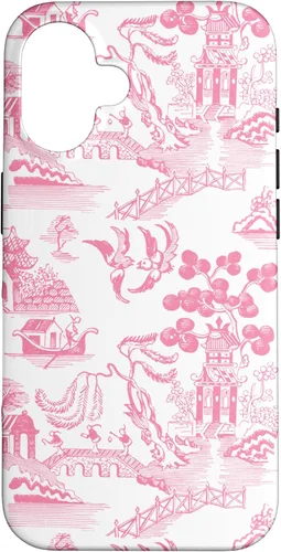 Vista 32 de Preppy Pink Willow Pattern Chinoiserie Toile Case for iPhone 17