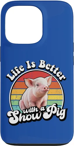 Vista 10 de Mens Womens Retro Vintage Life is Better Cute Show Pig Lover Case for iPhone 17