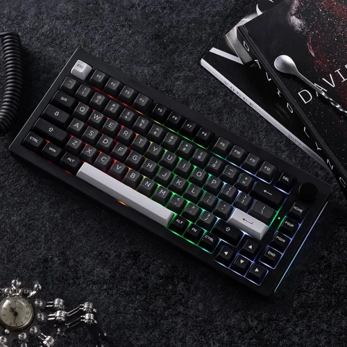 Vista 6 de Akko 5075B Plus Teclado Mecánico 75% RGB Intercambiable en Caliente con Crema de Teclado con Perilla, Tema Negro y Plateado con Teclas PBT de Perfil