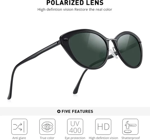 Vista 5 de OLIEYE - Gafas de sol clásicas para mujer con ojo de gato estrecho