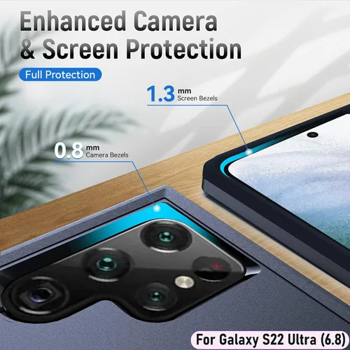 Vista 8 de Funda híbrida de doble capa para Galaxy S22 Ultra de 6.8 pulgadas, resistente a los golpes, resistente a los golpes, con 1 soporte magnético
