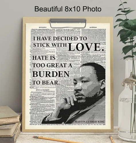 Vista 4 de Arte inspirador de pared de diccionario de Martin Luther King, MLK, decoración del hogar, póster reciclado para decoración de oficina o habitación