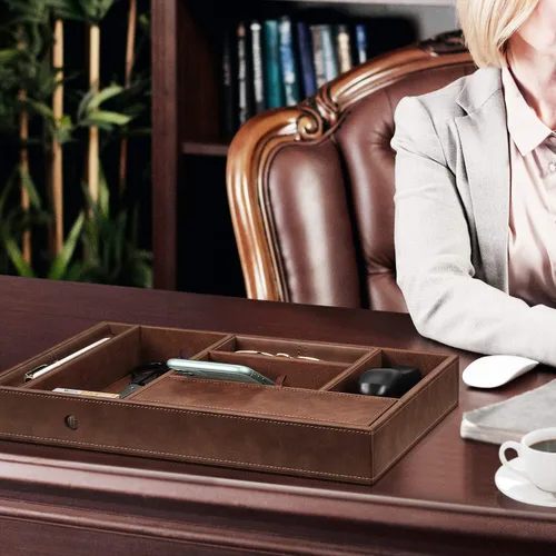 Vista 4 de SITHON Bandeja organizadora de escritorio Catchall EDC Tray Marrón