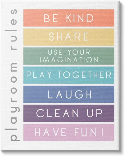 Vista 8 de Bold List of Playroom Rules Kids Rainbow' Arte de placa de pared Stupell Industries 10 x 15 pulgadas, fácil de colgar y resistente, fabricado